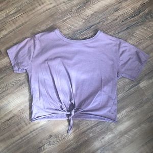 Front Tie Crop Top - Purple